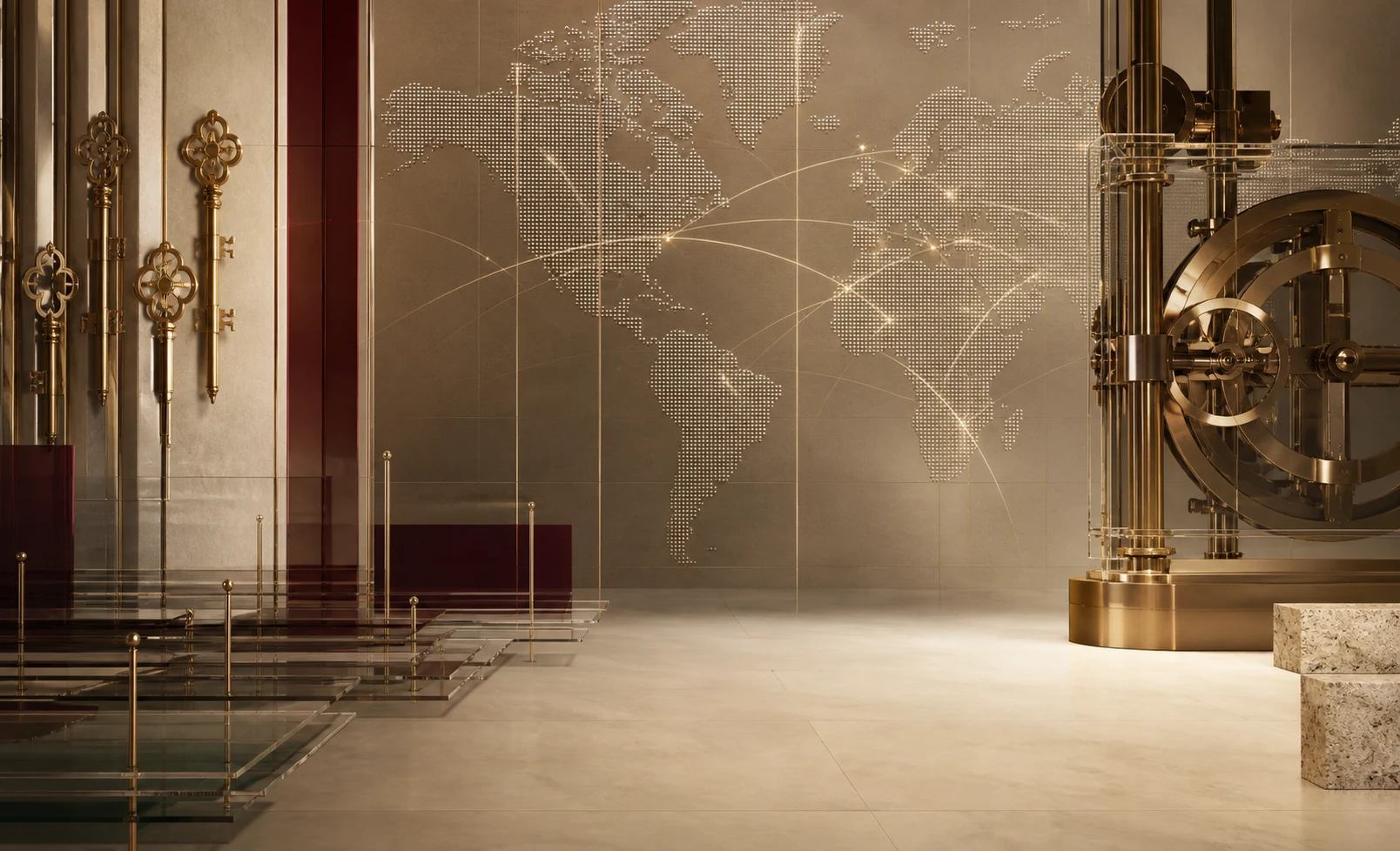 Global institutional custody infrastructure with heritage keys and a connected market map